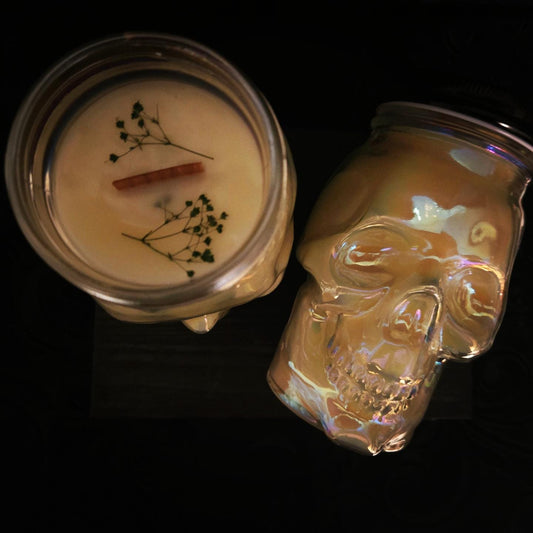 Memento Vivere Skull Candle